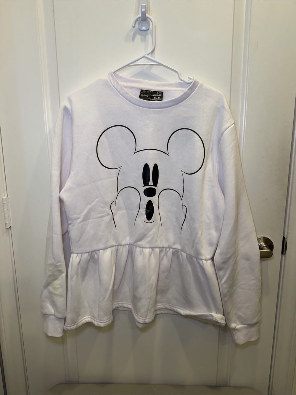 NWT Cakeworthy Disney Mickey Mouse Ghose Peplum Ladies Crewneck